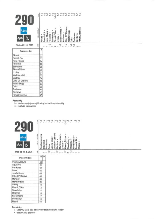 Jízdní řád školního autobusu 2025/2026
